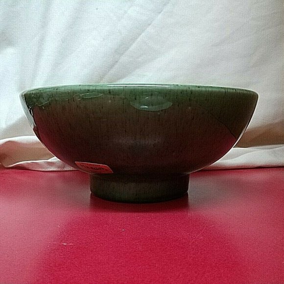 Haeger 101-Footed Pottery Console Bowl-Matte Speckle Green-Mid Century USA - Picture 6 of 6